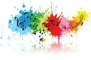 Music notes watercolor splash