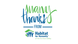 many thanks from habitat for humanity